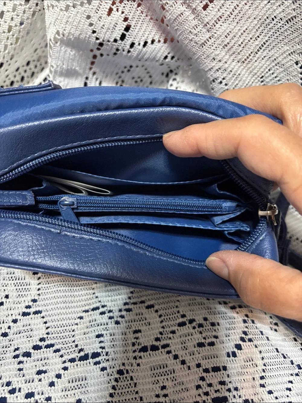 Avon Blue Compact Crossbody Bag with Flap